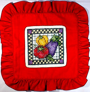 십자수 완성품 쿠션-빨강-야채/2323