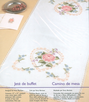 외국 십자수패키지 Bucilla 실없는/테이블러너 ROSE HEART-63318