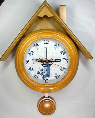 십자수 완성품 시계-014 집추-풍차(파란색)/4244