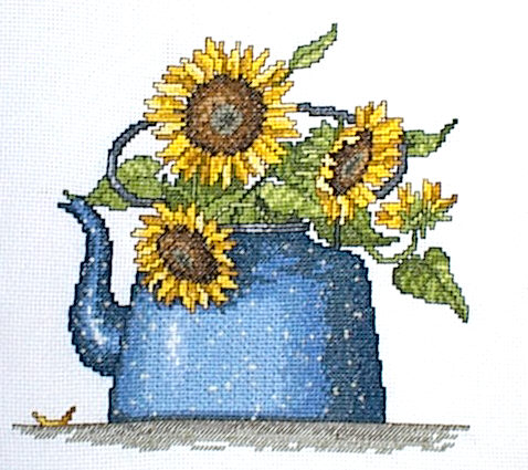 십자수 완성작품(원단상태)-주전자해바라기/6617