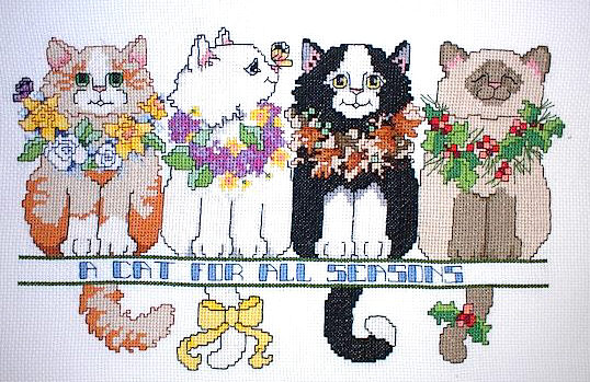 십자수 완성작품(원단상태)-CAT PURR-SONALITIES/6619