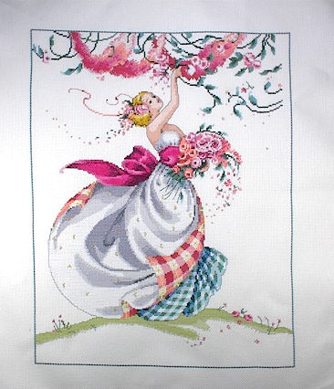 십자수 완성작품(원단상태)-ASHLEYS ROSES(14카운트)/6738