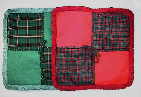 패치워크 술쿠션-진그린/6792