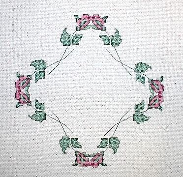 십자수 완성작품(원단상태)-시계-장미/6891