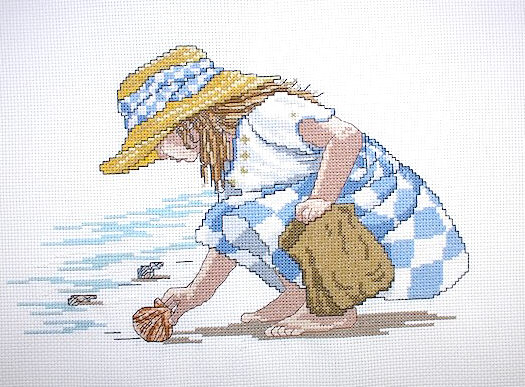 십자수 완성작품(원단상태)-SHELL SEEKER(14카운트)/6895