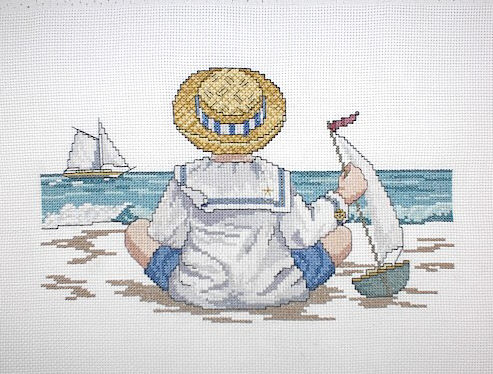십자수 완성작품(원단상태)-SAILOR BOY/6896