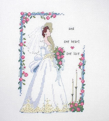 십자수 완성작품(원단상태)-ONE LOVE/7185