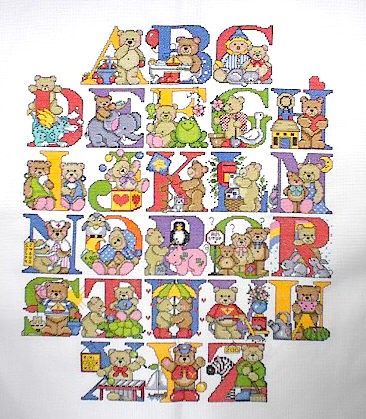 십자수 완성작품(원단상태)-ABC BEARS/7321