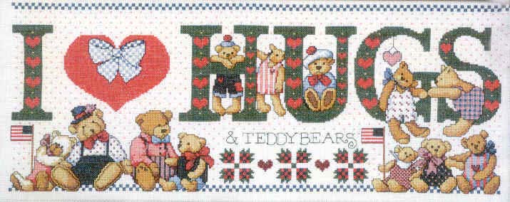 십자수 완성작품(원단상태)-I LOVE HUGS(14카운트)/7432