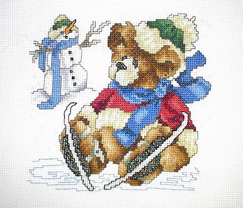 십자수 완성작품(원단상태)-JANUARY BEAR/7441