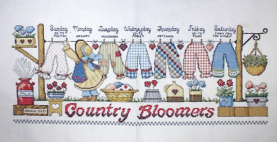 십자수 완성작품(원단상태)-COUNTRY BLOOMERS(14카운트)/7522