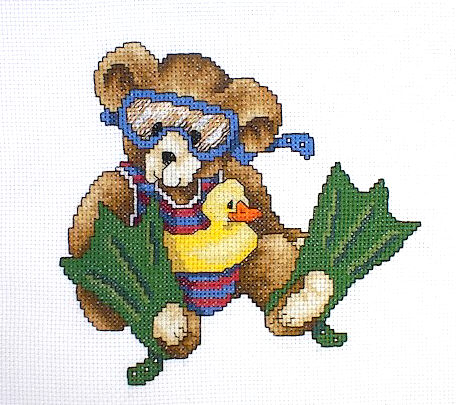 십자수 완성작품(원단상태)-AUGUST BEAR/7524