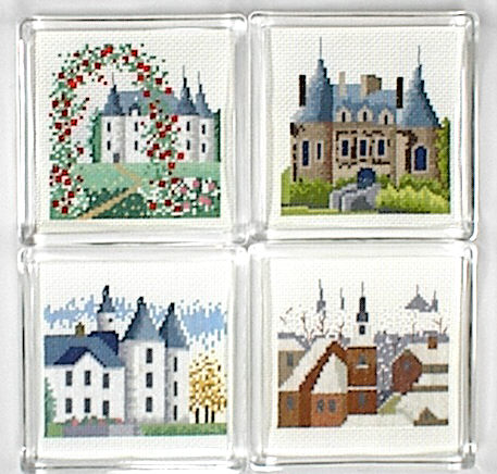 십자수 완성품 컵받침-사각-사계절성(봄)/8791