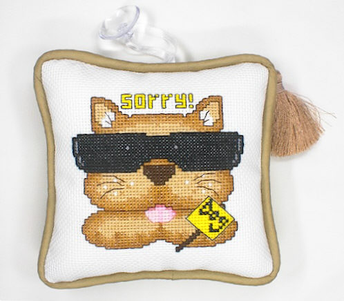 십자수 완성품 작은쿠션, 잠시주차쿠션-몽이/9100