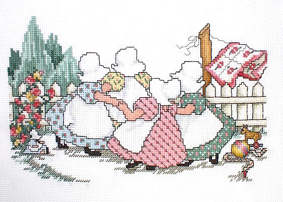 십자수 완성작품(원단상태)-SUNBONNET SUE-MARCH/9197