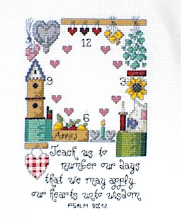 십자수 완성작품(원단상태)-시계-NUMBER OUR DAYS/9258