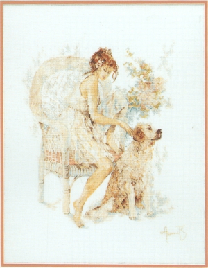 외국 십자수패키지 Lanarte/GIRL IN CHAIR WITH DOG-33826