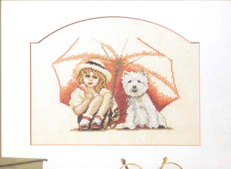 십자수도안책 Rico/ GIRL AND DOG WITH UMBRELLA-71907