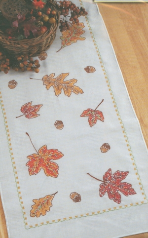 외국 십자수패키지 Bucilla 실없는/테이블러너 FALLING LEAVES-84615