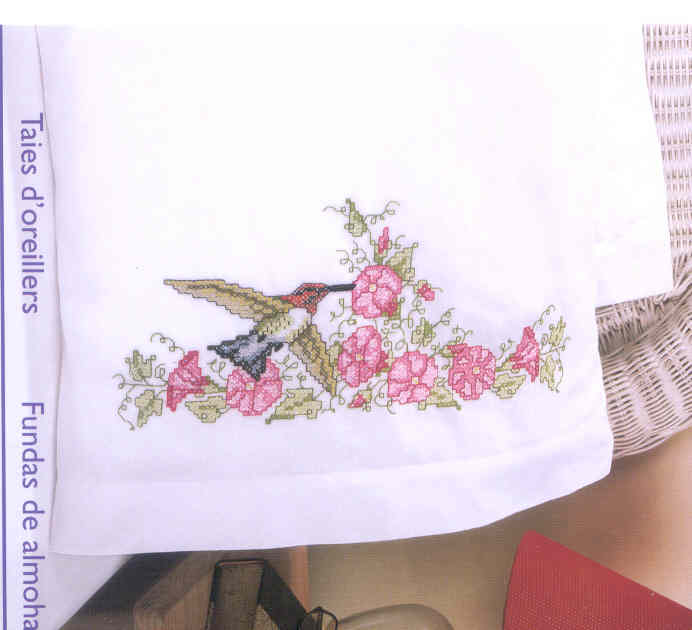 외국 십자수패키지 Bucilla 실없는/베개커버 HUMMINGBIRDS FLORAL-65192