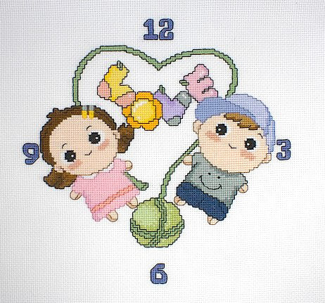 십자수 완성작품(원단상태)-시계-실타래의 사랑/10476