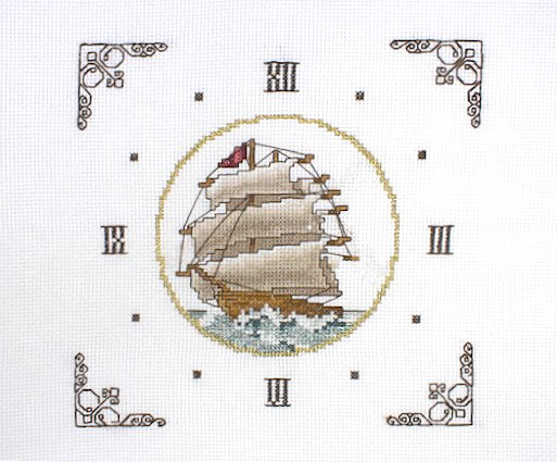 십자수 완성작품(원단상태)-시계-범선/10497