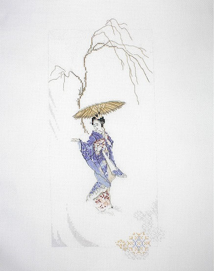 십자수 완성작품(원단상태)-GEISHA WINTER/10610