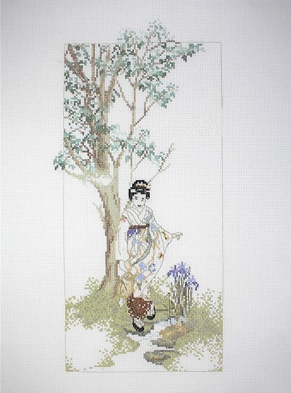 십자수 완성작품(원단상태)-GEISHA SUMMER/10748