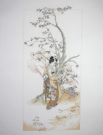 십자수 완성작품(원단상태)-GEISHA SPRING/10749