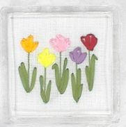 리본자수컵받침 패키지-튜립-C001