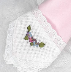 리본자수손수건 패키지-팬지-D002