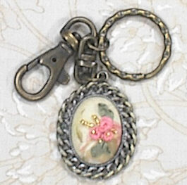 리본자수열쇠고리 패키지-장미-E001