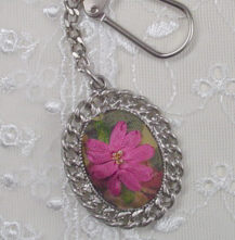 리본자수열쇠고리 패키지-핑크데이지-E002