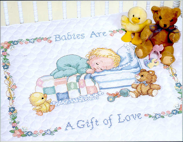 십자수 완성작품-아기이불 A GIFT OF LOVE/12988