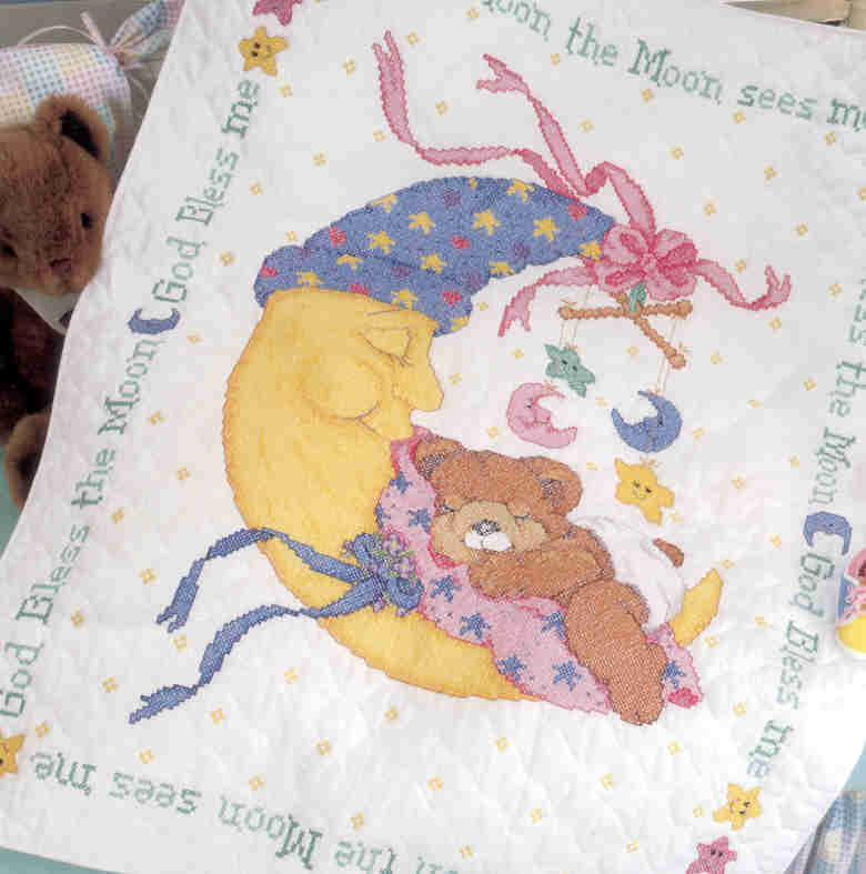 십자수 완성작품-아기이불 Mr.moon & Me/13001