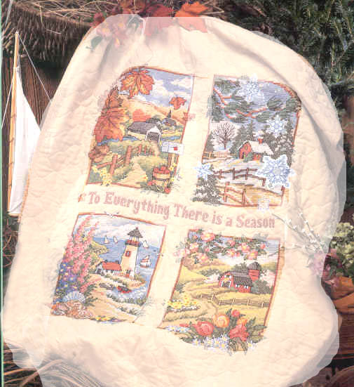 십자수 완성작품-아기이불 THE SEASONS/13198