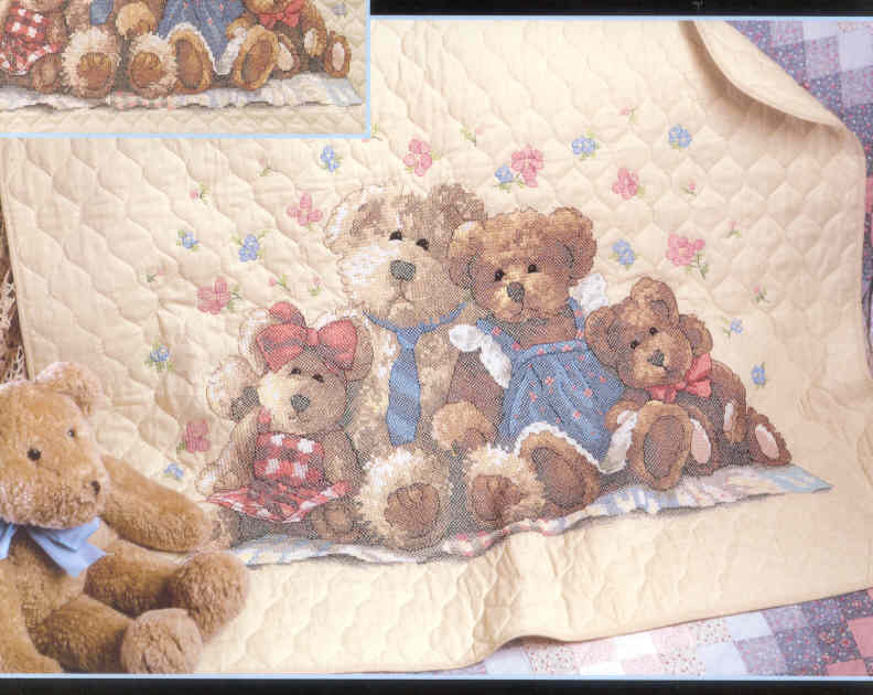 십자수 완성작품-아기이불 BEAR HUGS/13199