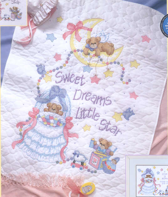 십자수 완성작품-아기이불 SWEET DREAMS/13212