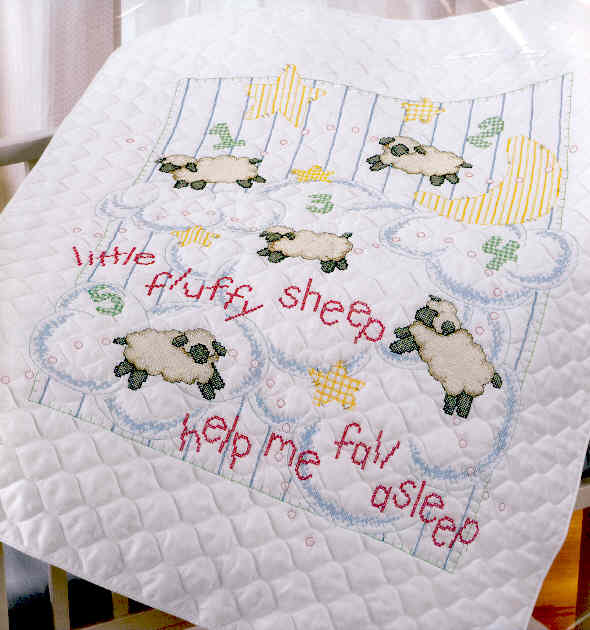 십자수 완성작품-아기이불 COUNTING SHEEP/13291