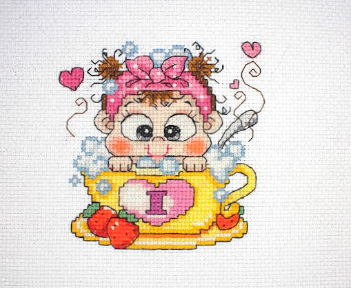 십자수 완성작품(원단상태)-작은쿠션용, 잠시주차쿠션용-카푸치노(여자)/13343