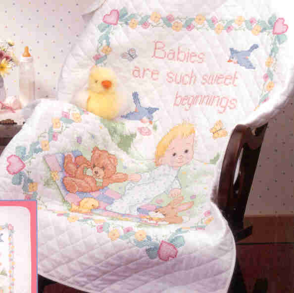 십자수 완성작품-아기이불 SWEET BABY QUILT/13374