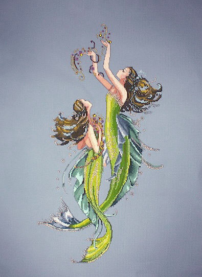 십자수 완성작품(원단상태)-MERMAIDS OF THE DEEP BLUE/13724