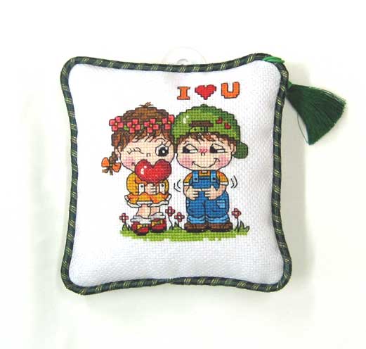 십자수 완성품 작은쿠션, 잠시주차쿠션-널좋아해/14589
