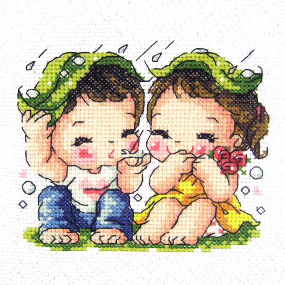 십자수 완성작품(원단상태)-작은쿠션용, 잠시주차쿠션용-소나기/14718