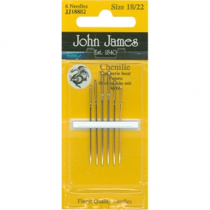 존제임스 리본자수바늘(=크루얼,크루웰=십자수뾰족바늘) Chenille 18/22호(6개세트)-JJ18882