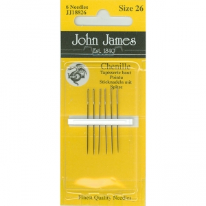 존제임스 리본자수바늘(=크루얼,크루웰=십자수뾰족바늘) Chenille 26호(6개세트)-JJ18826