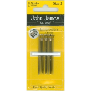 존제임스 일반자수/프랑스자수바늘 Embroidery 2호(12개세트)-JJ13502