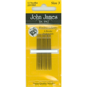 존제임스 일반자수/프랑스자수바늘 Embroidery 3호(12개세트)-JJ13503