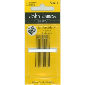 존제임스 일반자수/프랑스자수바늘 Embroidery 4호(12개세트)-JJ13504