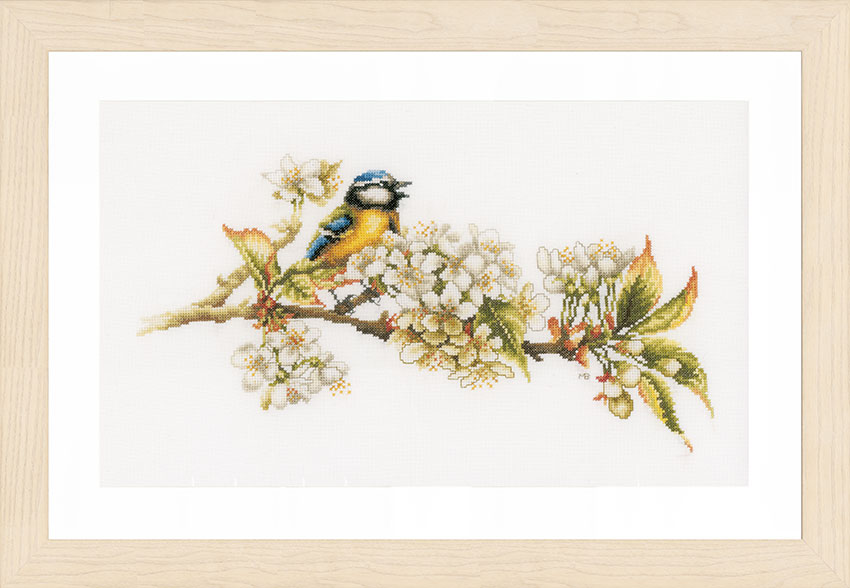 외국 십자수패키지 Lanarte/BLUE TIT AND BLOSSOMS-0154687(고급케이스)